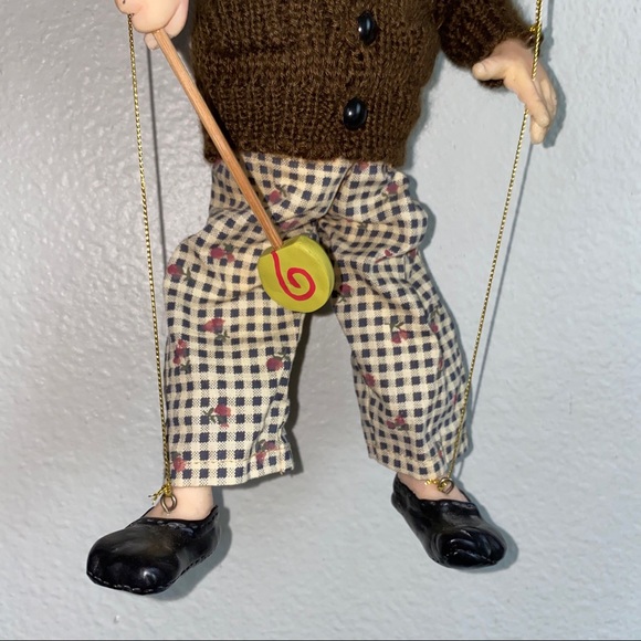 Handcrafted Whimsical Bespectacled Boy Marionette - Picture 7 of 11